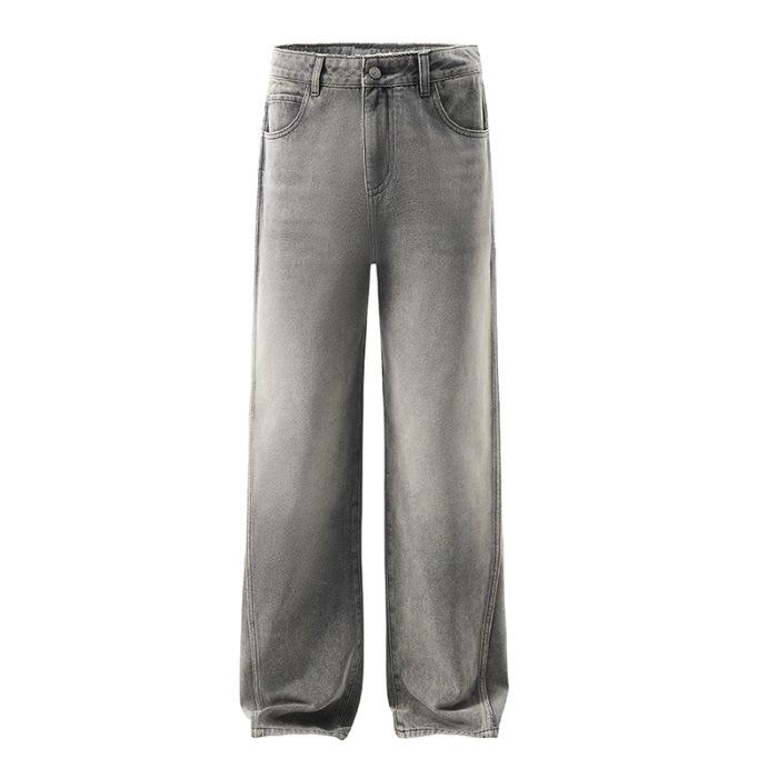 New Retro Jeans Smoke Grey Men and Women Same Straight Loose Casual Trousers