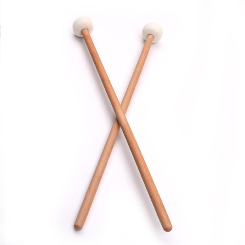 2pcs Timpani Mallet Drumstick Felt Head Wood Handle Anti-slip Bass Drum Sticks Indispensable