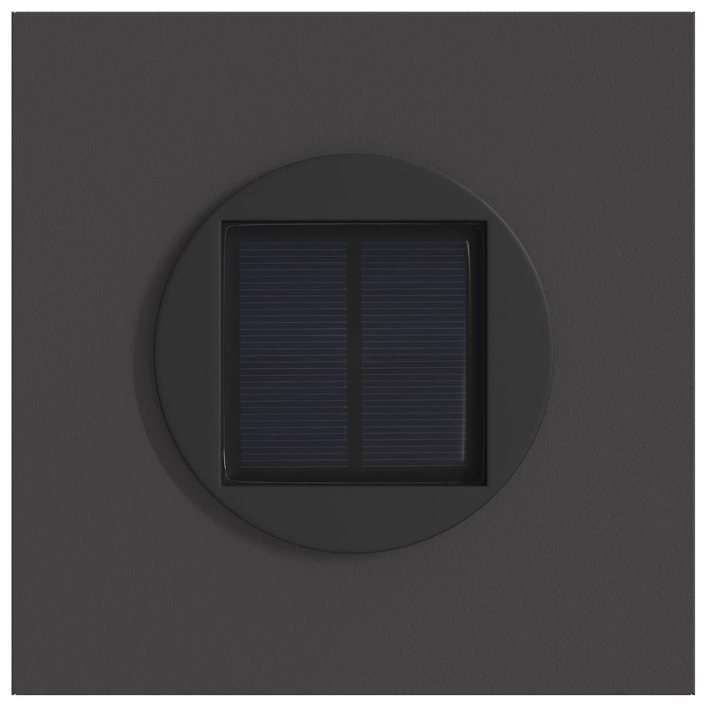 Solar LED Path Light 2 Pcs Black Cold Rolled Steel