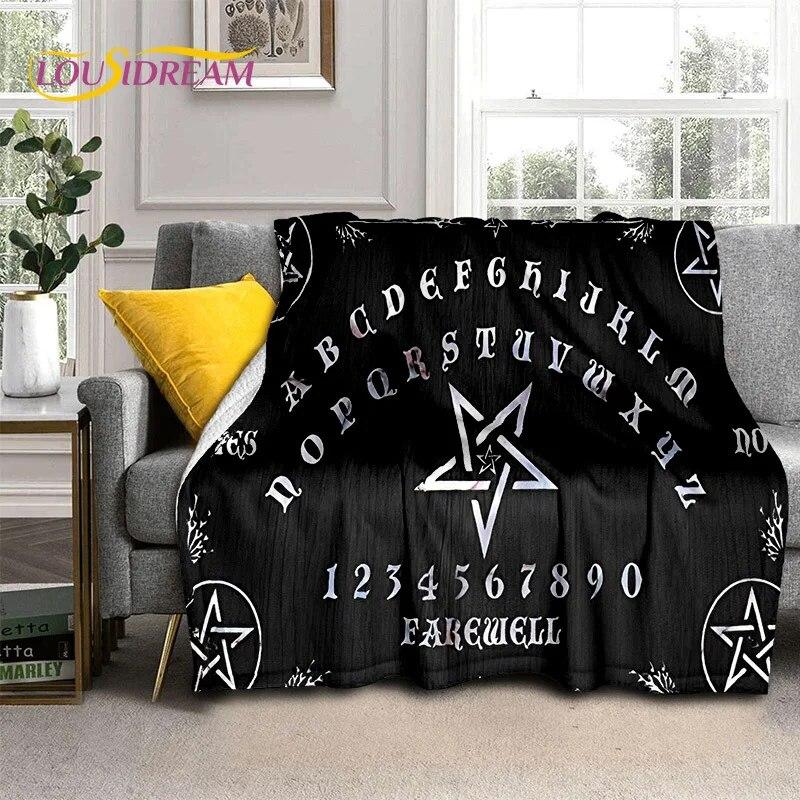 Gothic Ouija Tarot Čarodějnictví Horor Lebka Deka, Flanelová deka pro Halloween Ložnice Pohovka Pohovka Piknik Turistický obal Dárek