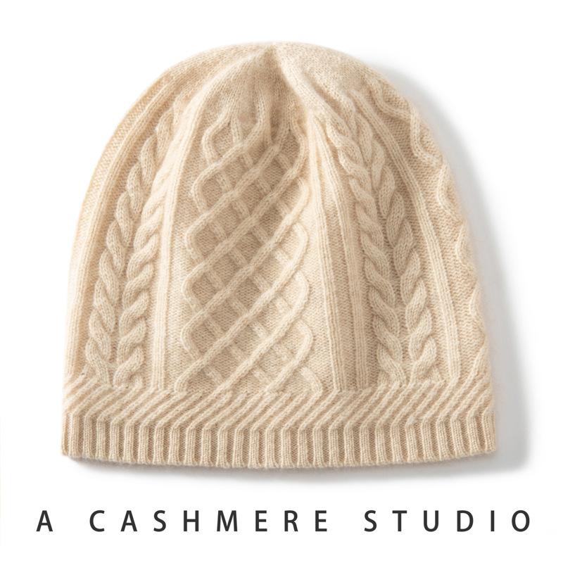 Cashmere cap Single twisted thickened warm confinement hat Fashion knitted casual hat Wool hat