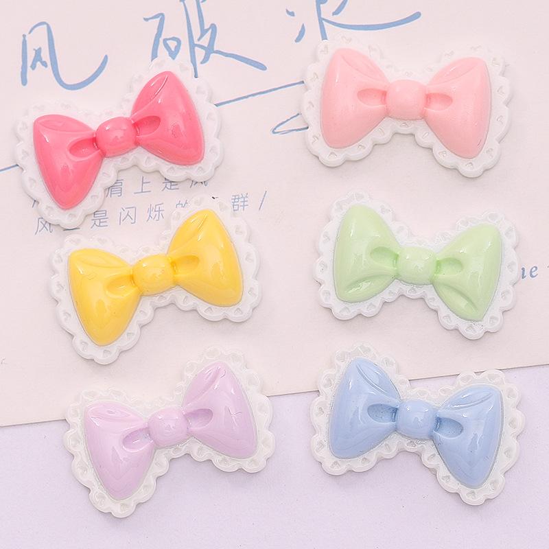 10 Pcs New Lovely Mixed Color Cartoon Bow Resin Scrapbook Diy Jewellery Hairpin Accessories Decorate Workmanship A66