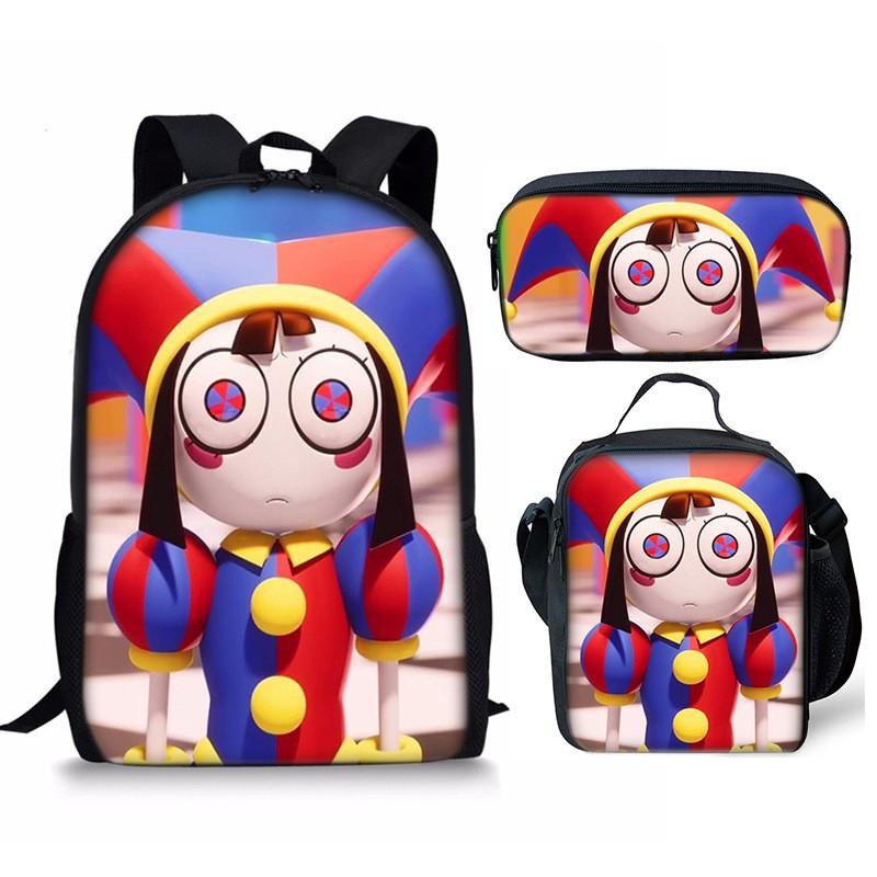 Kids School Backpack Set With Pencil Case Crossbody Bag - Cute Cartoon Print Oxford Fabric Lightweight Breathable Grades