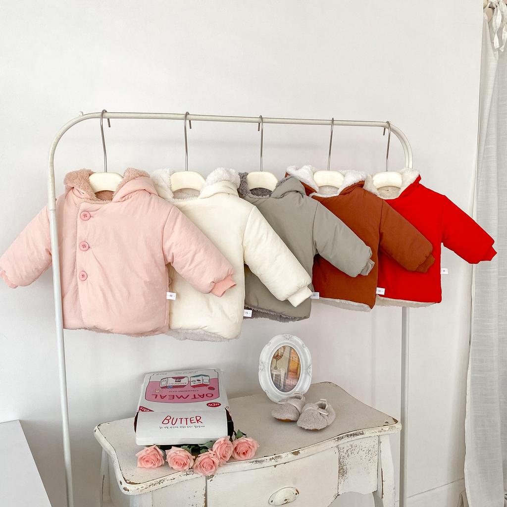 Baby Coat 2025 Winter New Cotton Baby Girl's Hooded Coat Plus Velvet Warm Hooded Jacket Coats