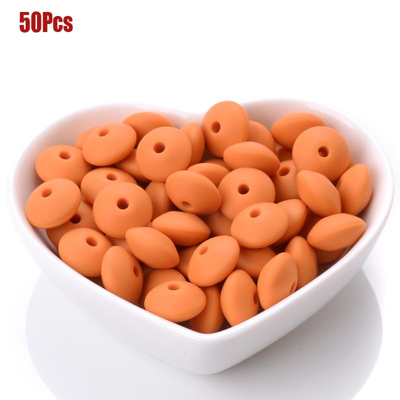 50pcs/lot 12mm Silicone Spacer Beads for DIY Charms Newborn Nursing Accessories Necklace Pacifier Chain Teething Toy BPA Free