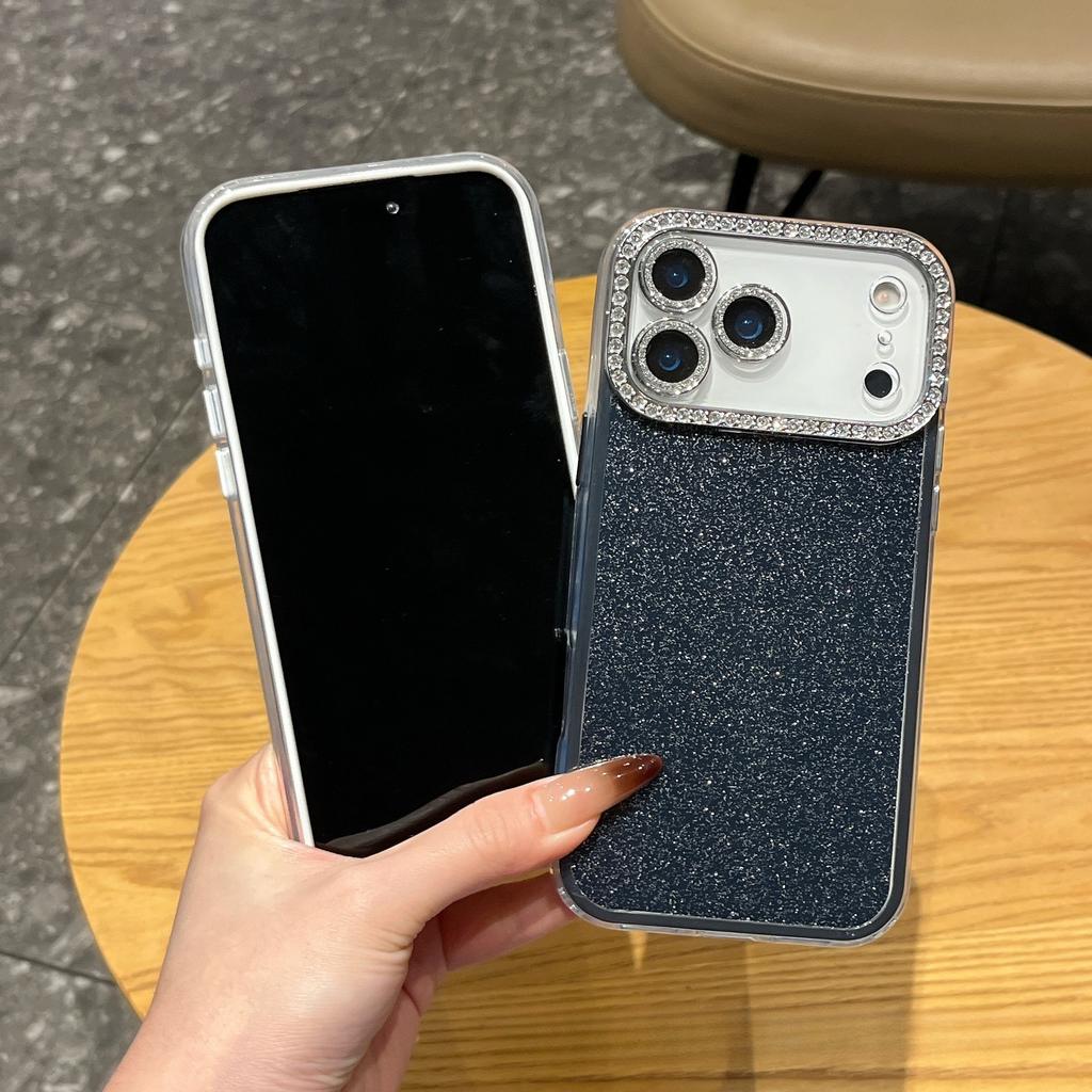 Glitzernder Diamant-Linsen-Handyhülle für iPhone 17 Pro Max 17E Air 16E 16 Pro 15 14 Plus 13 Kristall TPU+PC Galvanisierte Rückseite