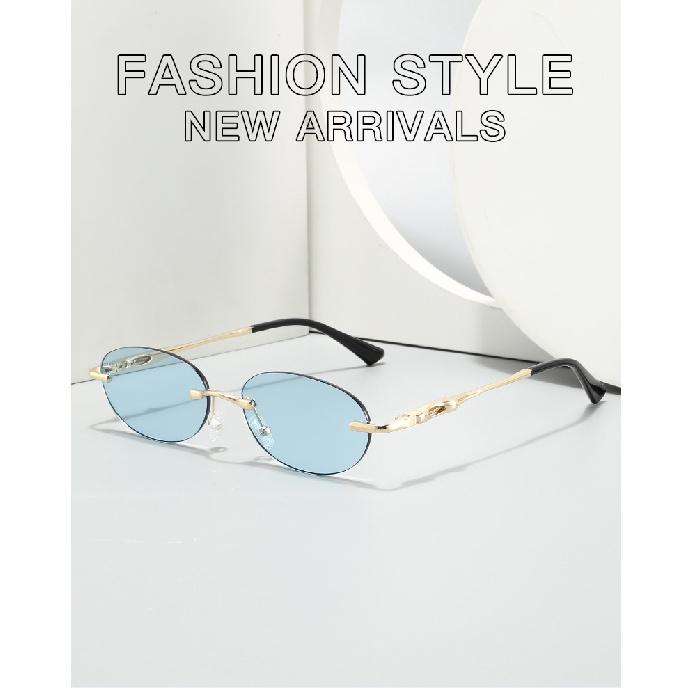 Frameless Cut-Edge Sunglasses, Trendy Metal Spring-Clip Women's Sunglasses