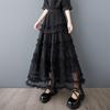 Black Plus Size Mesh Lace High Waist Vintage Summer Casual Loose Long for Woman Skirts Womens Skirt