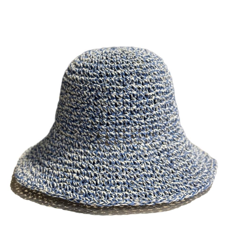 Korean-style spring-summer seaside vacation sunshade versatile fisherman hat for women, vintage mixed-color, foldable, breathable, sun-protective