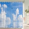Tenda da Doccia 180x180cm Cielo Azzurro Nuvole Soleggiato Paesaggio Naturale Stampa 3D con Ganci Tessuto Impermeabile Tende per Bagno Casa