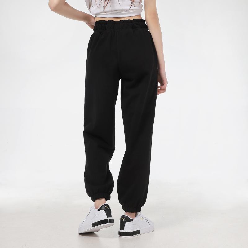 Puma Relaxed Embroidered Logo Drawstring Loose Breathable Cuffed Sweatpants Knitted Sports Pants Women Bottoms Black 532284-01