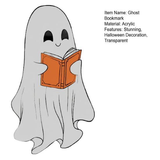 Průhledná záložka duch Halloween Roztomilý duch Záložka na čtení Gotický čtenářský doplněk pro milovníky knih Dárky