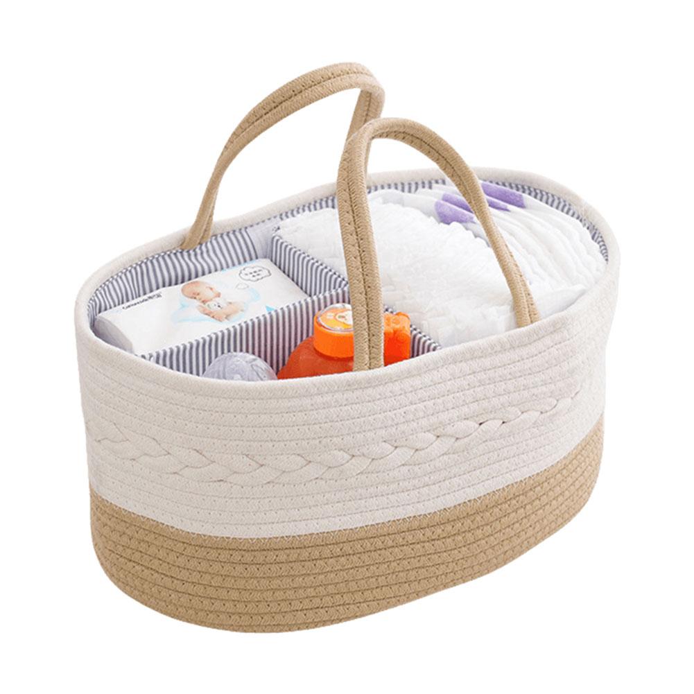 Baby Diaper Storage Basket with Divider Portable Car Organizer Baby Diaper Caddy Organizer for Baby Diaper Storage Baby Shower