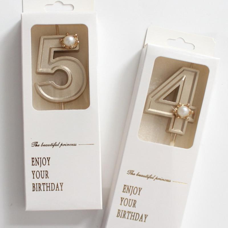 Gold 3D Number Cake Candles Suitable For Birthday Party Decoration Birthday Decoration Cake Decorating Tools