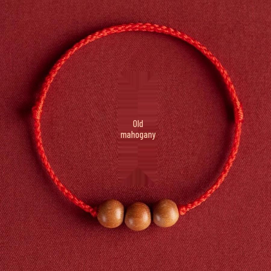 Peach Wood Red String Good Luck Bracelet for All Ages
