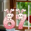 Valentine's Day Hanging Ornaments Compatible for Couples - Transparent Acrylic Bunny Decor with 6 or 7-Pendant Drops & Finials - Cute Patterns 