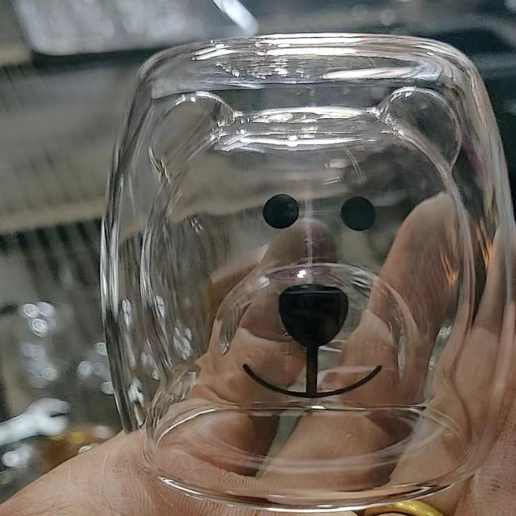 Girly Heart Double-Layer Little Duck Glass Cup - Heat Resistant Bear Shape Borosilicate Milk Mug 201-300ml