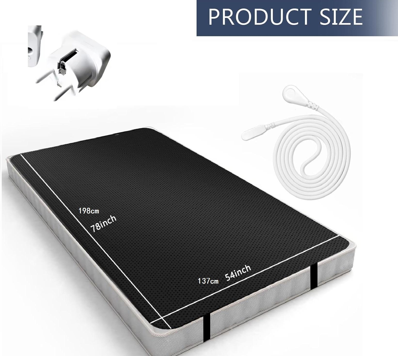 

54 x78 (137x198см) Заземляющий коврик Премиум из ПУ кожи Заземляющая простыня для лучшего сна и снятия стресса 15 футов (4,5 м) Дизайн шнура против скольжения EU PLUG