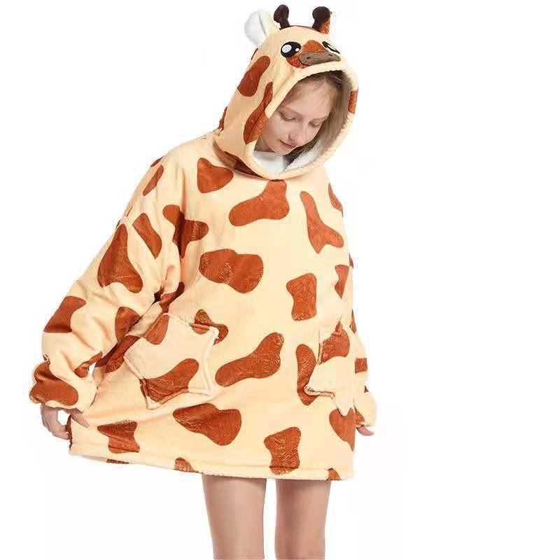 Kids Wearable Blanket Hooded Sweatshirt Cozy Cotton TV Fall Winter Home Use