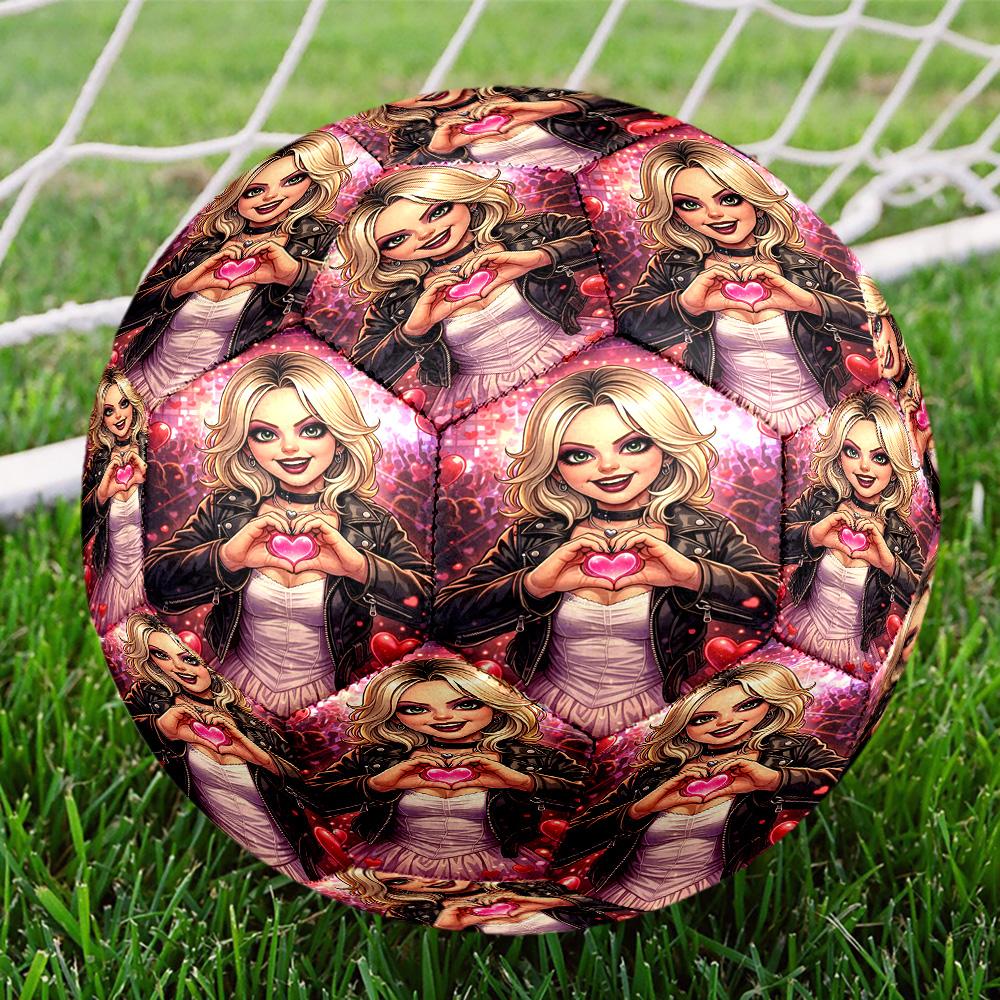 Bride of Chucky Print Size 5 Soccer Ball, Standard Match Football for Sports Game and Team Practice, Ideal Gift for Soccer Fans