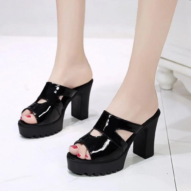 High Heeled Slippers Sexy Fashionable Women Shoes Summer New Fish Mouth Casual Platform High Heeled Sandals Red