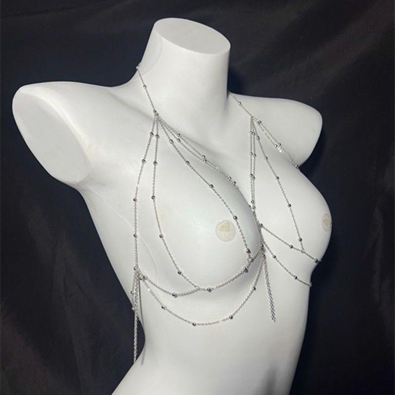 Сексуальная роскошная цепь с полным бриллиантовым покрытием, геометрическая бабочка, модная тяжелая промышленность, ночной клуб, высококачественная европейская и американская сверкающая бриллиантовая цепь для тела серебряный