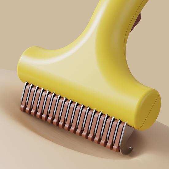 Pet Detangling Comb for Cats Dogs Double-Sided Knot-Opening And Hair Removal Grooming Tool with Self-Cleaning Button Non-Slip Handle Tangle-free Pet