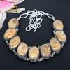 Picture Jasper Gemstone Handmade 925 Sterling Silver Jewelry Necklace 18" KG-1633
