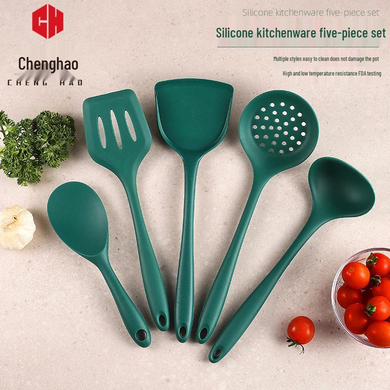 Heat-Resistant Silicone Spatula and Soup Ladle Set – Non-Stick, Food-Grade, Anti-Scald Kitchen Utensils