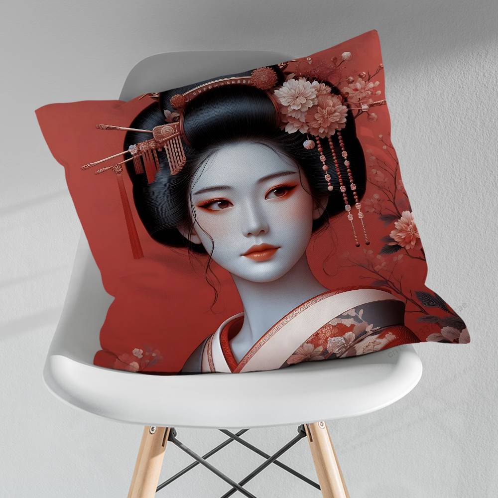 Beautiful Geisha Art Pillow Case For 30x30cm45x45cm55x55cm For Home Bedroom Decoration And Protector
