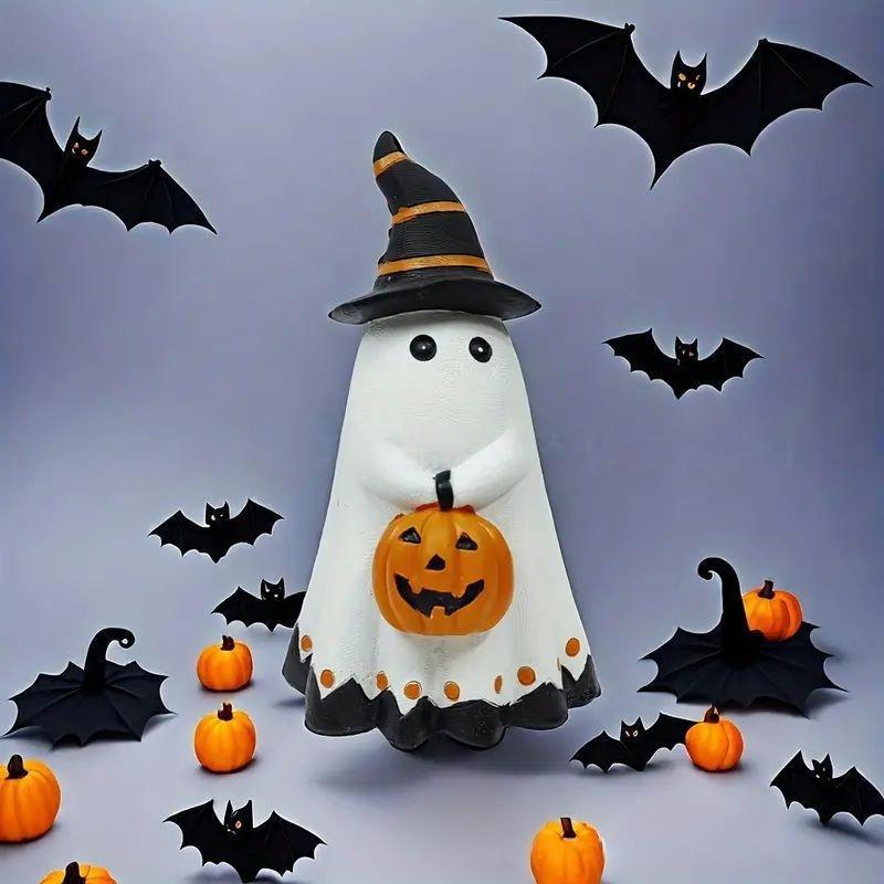 Halloween Decorative White Ghost Ornaments, Cute Party Yard Desk Decor, Study Room Tabletop Figurine Gift