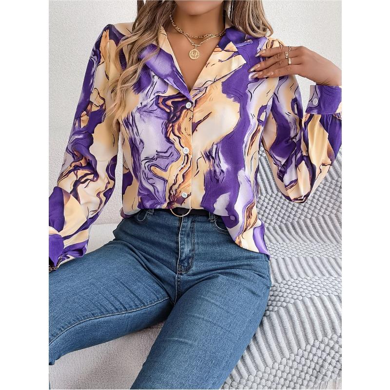 Casual Contrast Striped Suit Collar Long Sleeve Women's Fashion Blouses Shirts