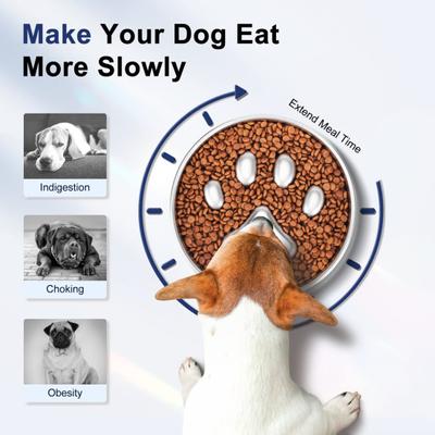 900ml Dog Slow Feeder Bowl Anti-Slip Dog Slow Feeder Dry Wet Food Feeding Bowl Cute Cat Paw Bone Design Dog Bowl for Large Breeds