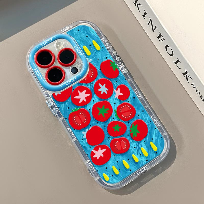 Vollbild Erdbeeren für iPhone17 Promax Handyhülle 14 für Apple 15 Creme Federgarn 13 Rundumschutz 11 Sturzsicher