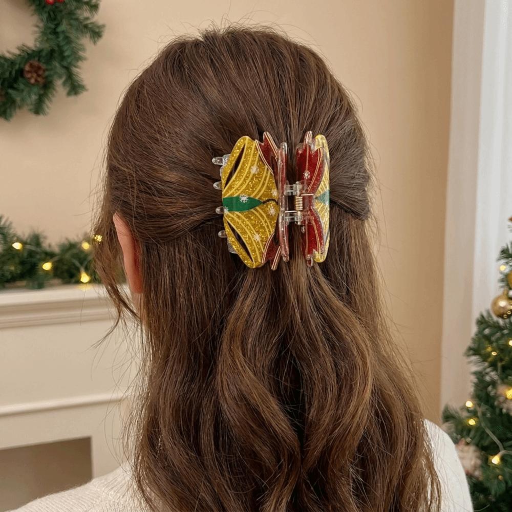 Elk Santa Claus Shark Clip Acrylic Cartoon Hair Grab Clip Fashion Christmas Tree Hair Claw Girl