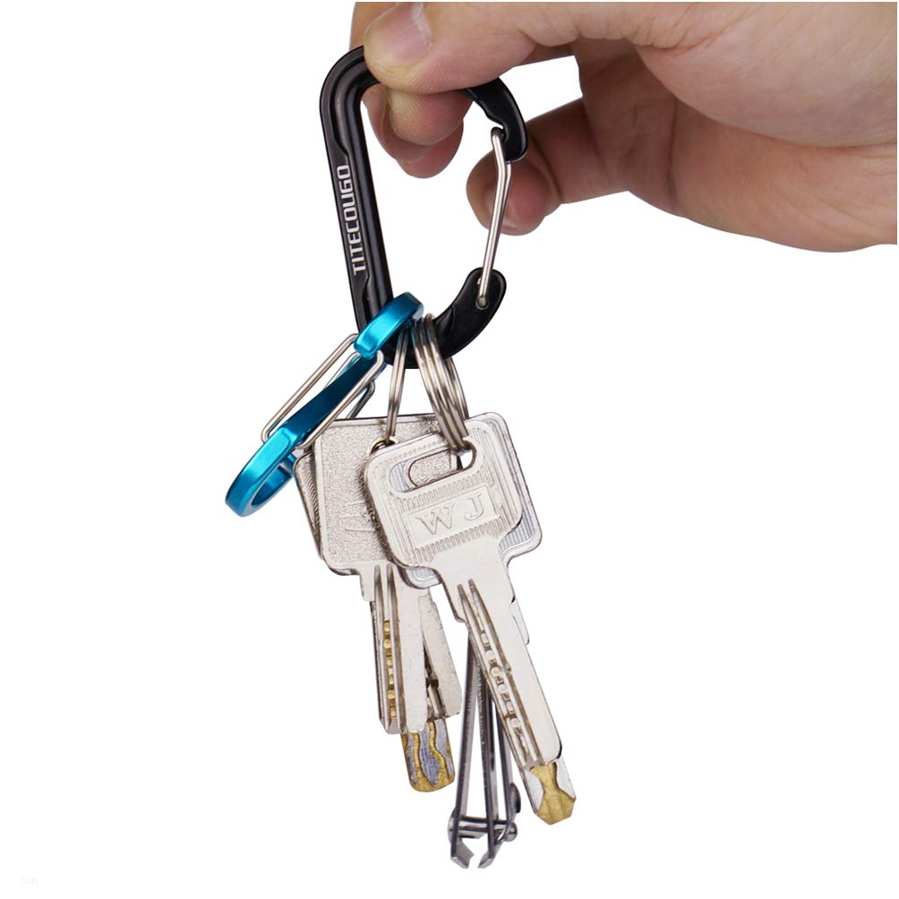 TITECOUGO Carabiner Small Multifunctional Rucksack Accessory Case Stylish Aluminum D Ring D Hook Snap Outdoor Keychain Fishing Mountain Climbing