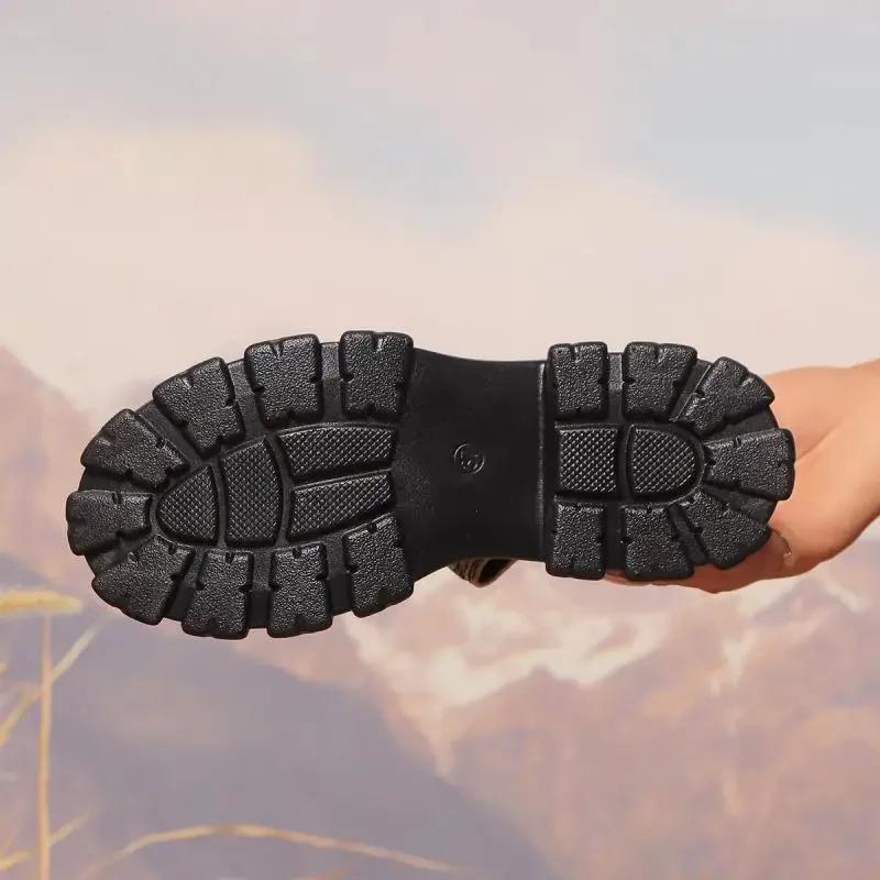 Leopard Thick Bottom Platform Ankle Boots Autumn New Stretch Fabric Non Slip Women Boots Comfort Back Zipper Woman Shoes