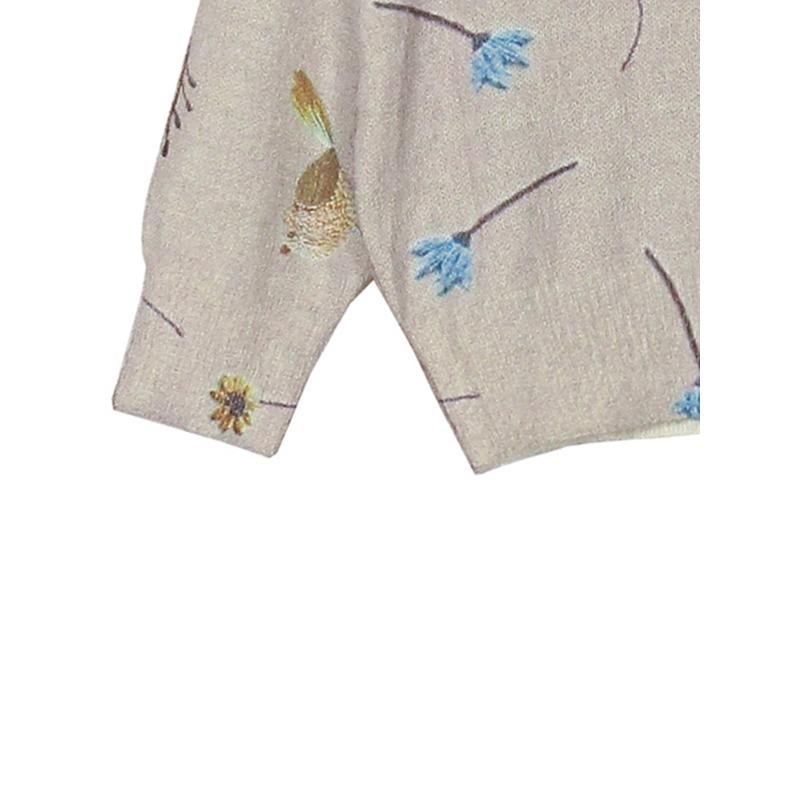 Plus Size Bird Print Round Neck Pullover Sweater Elegant Long Sleeve Autumn Spring New 2024 Women's Fashion