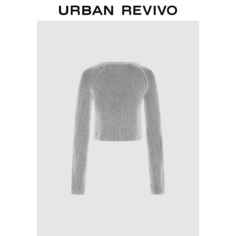 UR Women's 2025 Spring Casual Striped Letter Knit Top