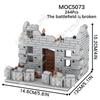 Military Architecture MOC Building Blocks DIY Base Defense Wall Postwar Breakage House Scene Model Assembly Bricks Toys For Kids