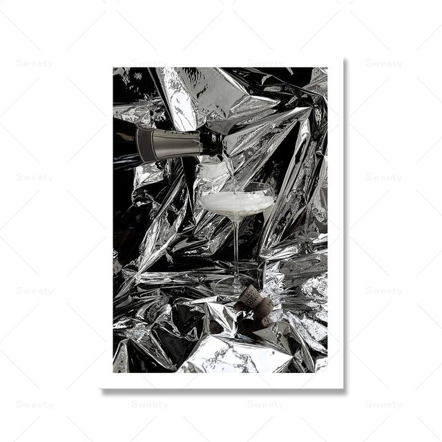 

Настенная живопись на холсте, фольга для шампанского, вино, ура, пузырьковая ванна, постер и печать, модная настенная живопись для ног в стиле диско 21cm×30cm NoFrame