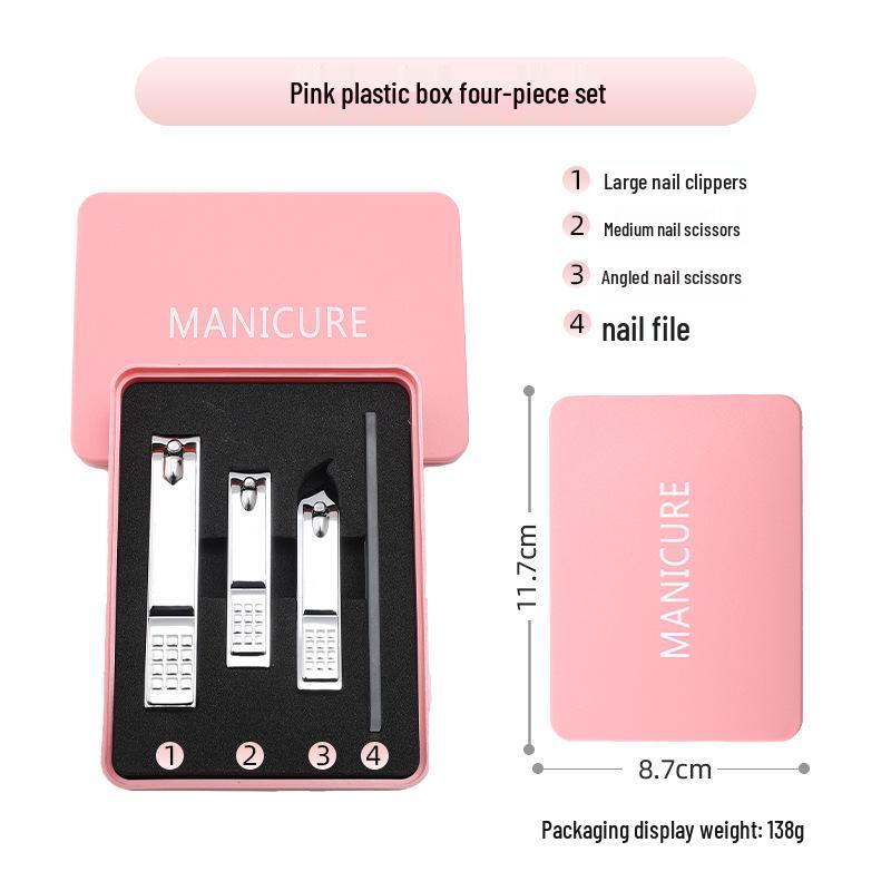 Portable Anti-Splash Nail Clipper Set with Angled Scissors for Pedicure