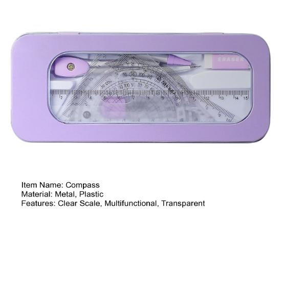 Clear Scale Student Geometric Rulers Excellent Lightweight Study Exact Measurement Protractor Compass