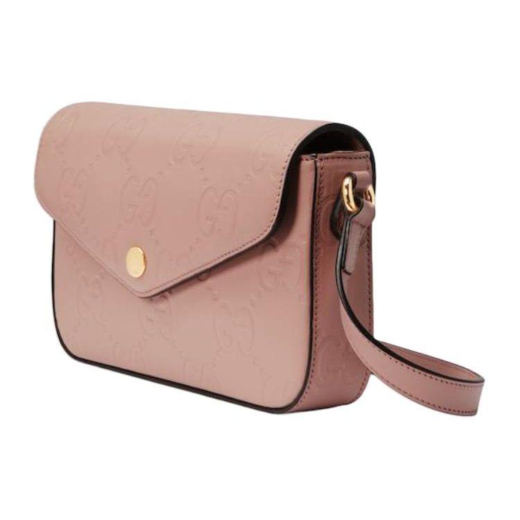 Gucci Double G Logo Adjustable Shoulder Strap Magnetic Closure Leather Crossbody Bag Super Mini Women bags Pink 772794-AAC1Q-5820