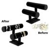 2 Tier Jewellery Stand for Women Girls T-Bar Jewellery Holder for Bracelet Necklace Watch Jewellery Organiser Black