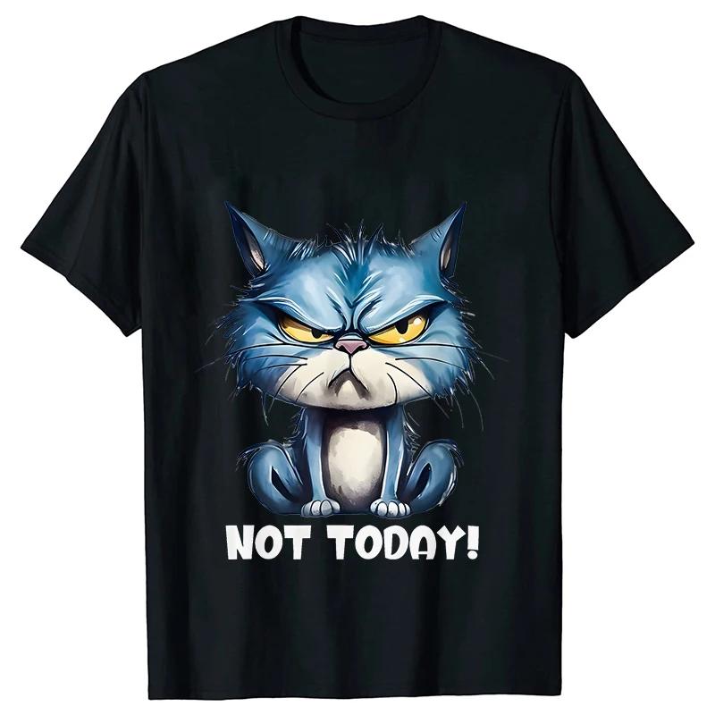 

Funny Cat Sarcastic Antisocial Attitude Print Tshirts for Women Angry Cat T-shirts Not Today Introvert Female Tee Shirts Femme 3XL