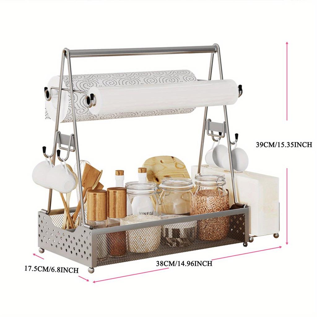 1 Stück Outdoor BBQ Werkzeugablage Gewürzregal Grillrost Würzen, Picknickutensilien BBQ-Ablage mit Papierhandtuchhalter