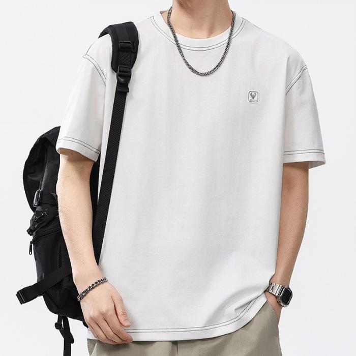 

Новая летняя мужская футболка с круглым вырезом, с коротким рукавом, тонкая, повседневная, молодежная, с рукавом до локтя 4XL