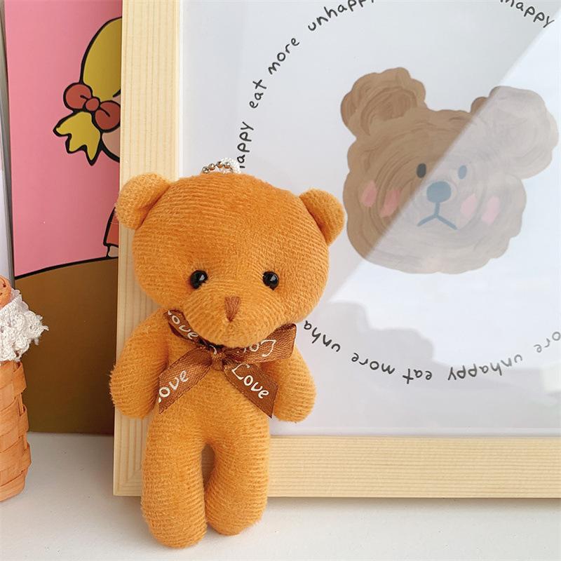 

New Teddy One-piece Bear Doll Bow Tie Bear Pendant Plush Key Creative Doll Welfare Height about 13cm