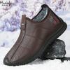 Winter Herren Baumwollschuhe Warm Plüsch Dick Schneestiefel Lässig Lederoberfläche Wasserdicht Herrenstiefel Rutschfest Übergröße 39-48